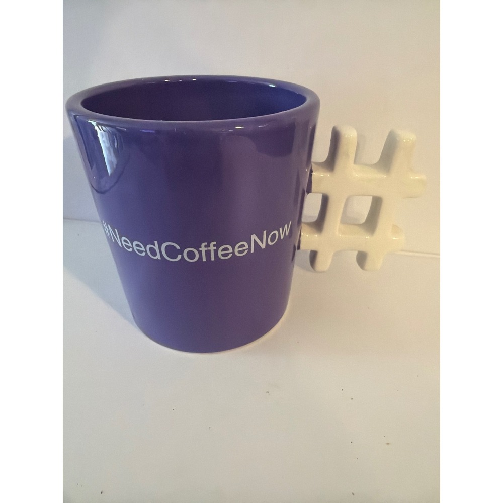 Frankford Purple NeedCoffeeNow Hashtag Handle Ceramic Coffee Mug 2013 Novelty